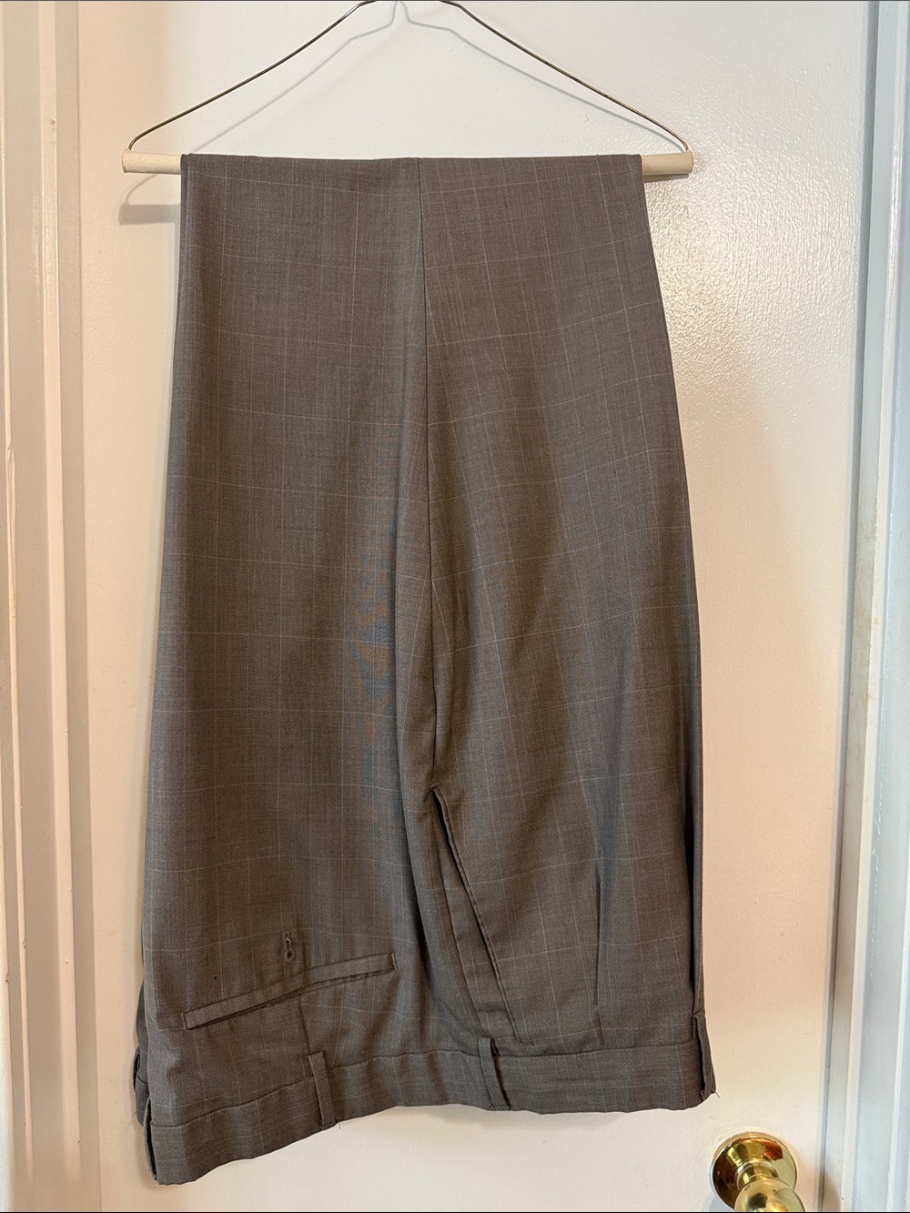 Louis Raphael Brown-Gray Windowpane Dress Pants